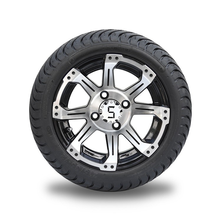 Black Aluminum 12 Inch Golf Cart Wheels And Tires 215 35 12 With 8 Spokes