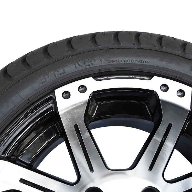 Black Aluminum 12 Inch Golf Cart Wheels And Tires 215 35 12 With 8 Spokes