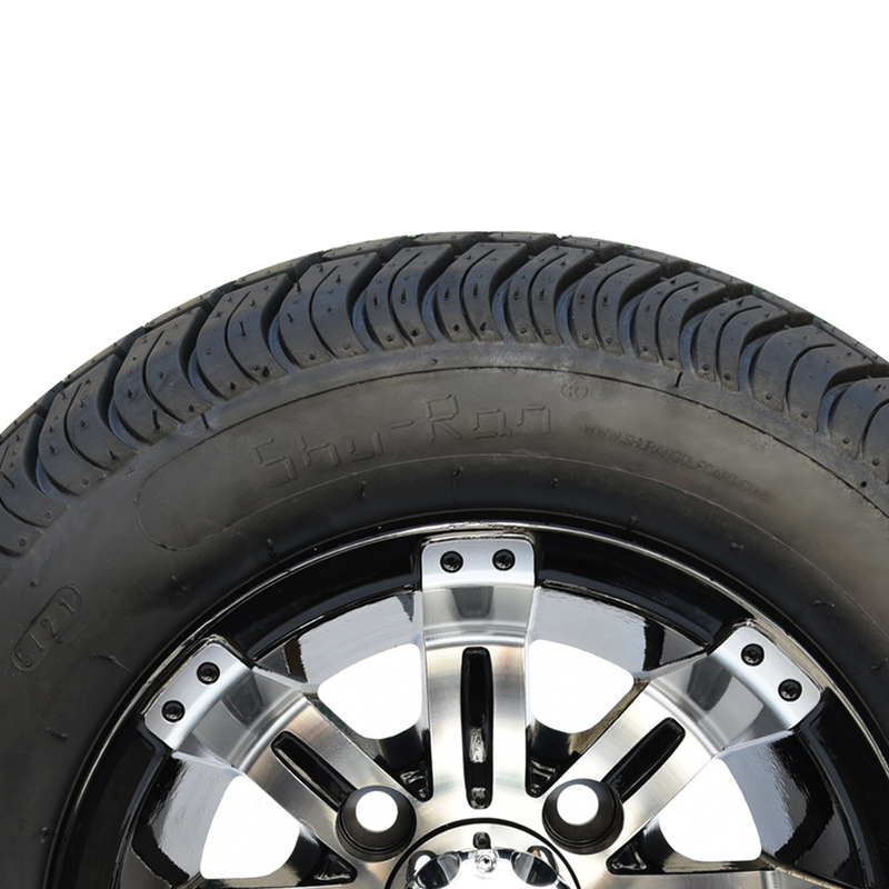10'' Golf Cart Rim And 205/50-10 DOT Street Tire Assembly - Machined/Glossy Black