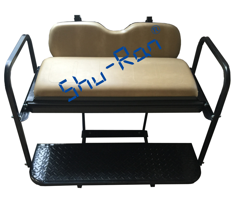 EZGO TXT  Golf Cart Rear Flip Folding Back Seat Kit - Factory Tan Cushions