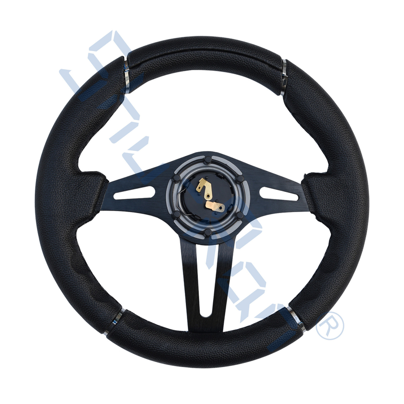 Golf Cart Challenger Black Grip/Black Spokes Steering Wheel For Club Car, EZGO, And Yamaha