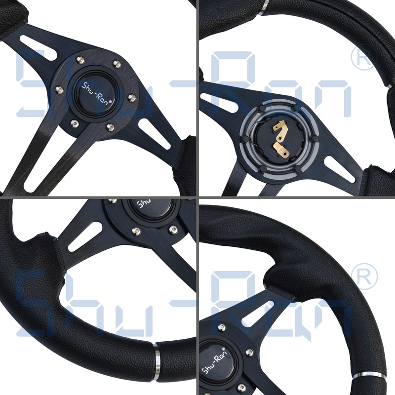 Golf Cart Challenger Black Grip/Black Spokes Steering Wheel For Club Car, EZGO, And Yamaha