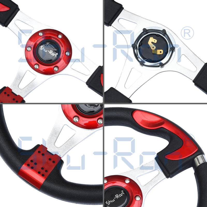 Golf Cart F1 Red Custom Steering Wheel For Club Car, EZGO, And Yamaha