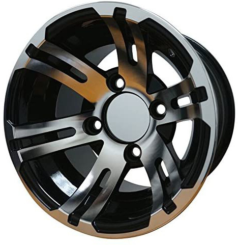 205/50-10 DOT Low Profile Street Tires And 10 Inch Golf Cart Machined/Glossy Black Wheels Combo 4 Ply Rated