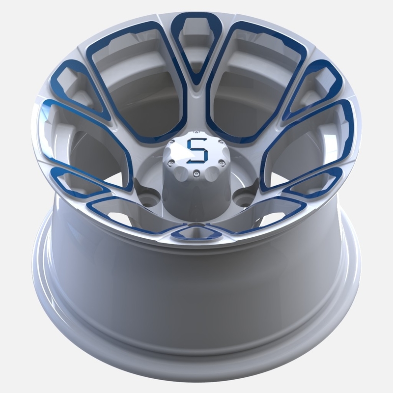 12 Inches Golf Cart Blue/White Aluminum Wheels PCD 4/101.6 Offset -25
