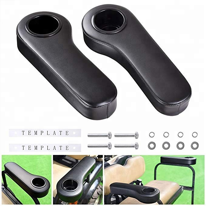 Golf Cart Armrest for Golf Cart Rear Seat kit, Arm Rest with Cup Holder No Drilling Required