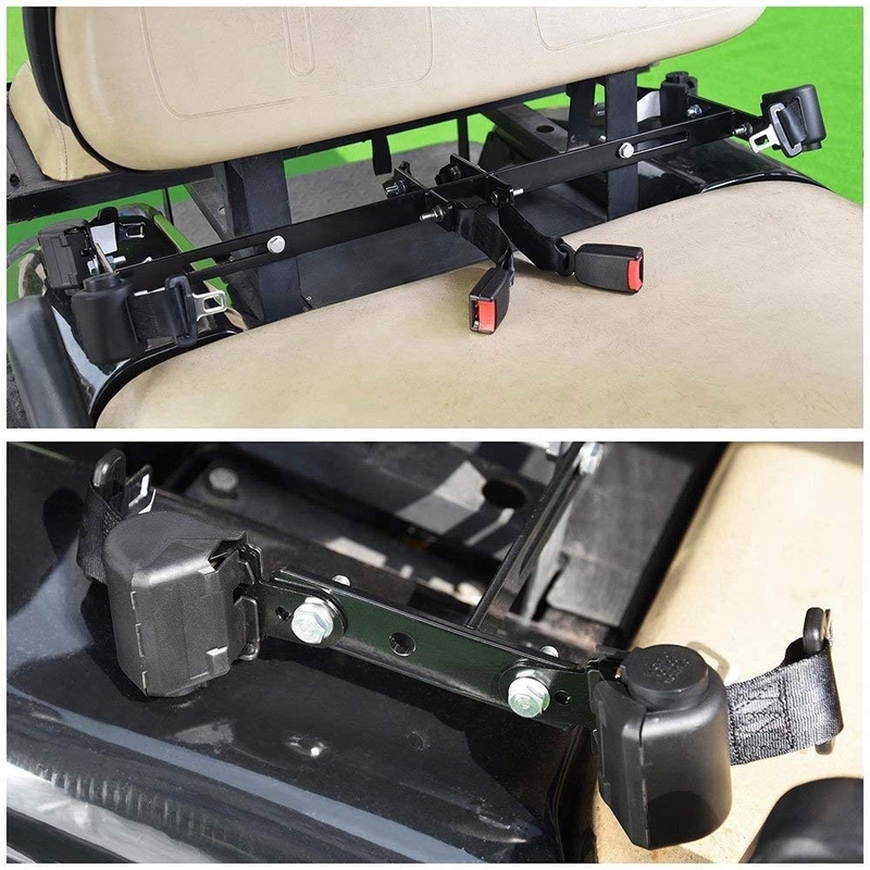 Universal Retractable Golf Cart Seat Belts and Bracket Kit for 4 Passenger EZGO TXT Club Car Yamaha