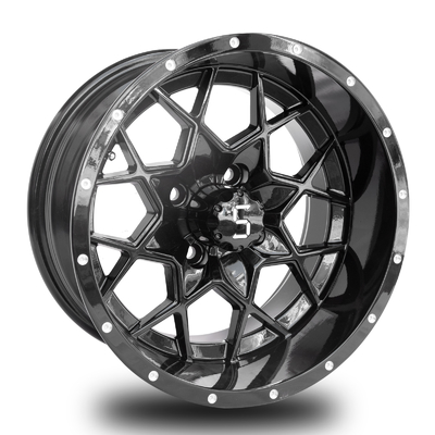 Vortex 14 Inch Golf Cart Aluminum Wheels Glossy Black PCD 4/101.6