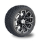 Machined Gloss Black Golf Cart Wheel And Tire Combo 215/35-12 Low Profile DOT Tyres 4 Set