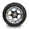 Golf Cart 215/35-12 Tyre and 12&quot; Highlighting Gloss Black/Dark Silver Wheel Combo