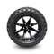Golf Cart 14 Inch Glossy Black Wheels and 22x10-14 DOT Tires with Center Cap and Lug Nuts
