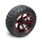 14 Inch Golf Cart Red/Glossy Black Wheels And 22x10-14'' DOT All Terrain Tires Assembly