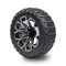 Golf Cart 22 inch All Terrian Tire and 14 inch Machined Black Aluminum Wheel