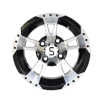 12'' 14'' Golf Cart Wheels Machined Glossy Black 5 Spokes Offset -25