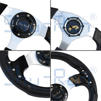 Golf Cart Racing Black Steering Wheel for Club Car, EZGO, and Yamaha